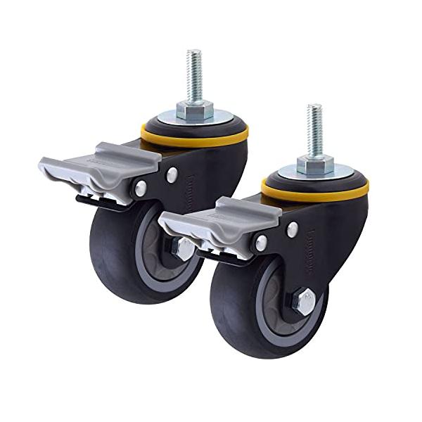 ドウシシャ ルミナス スチールラック足回りパーツ 高耐荷重エラストマーキャスター ネジ式 2個セット L75ES-BKN2 静音 床を傷つけない