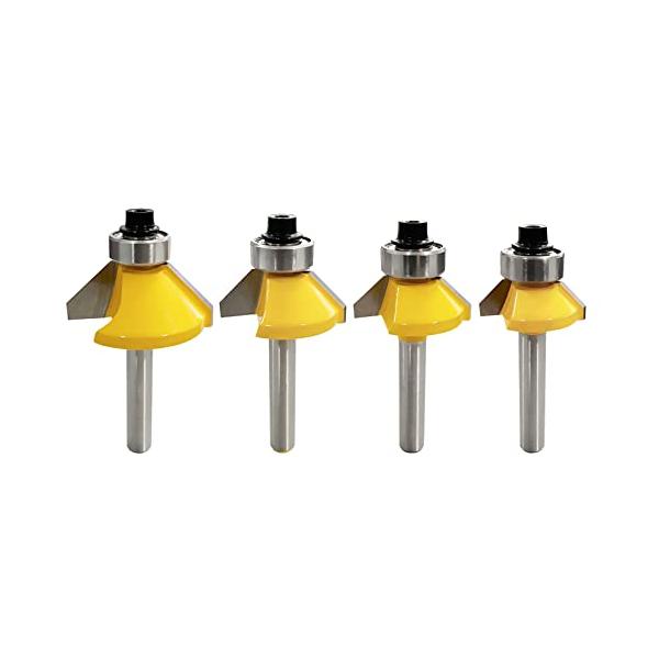 未使用　トリマービット4本組 CSOOM 45度面取りビット 4本セット、6mmシャンク、超硬トリマー