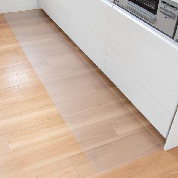 他サイト： オカ(OKA) 透明 キッチンマット 45×240cm 1mm厚 拭ける PVC クリア 床暖房対応 保護マット エンボス加工 カット可の商品画像