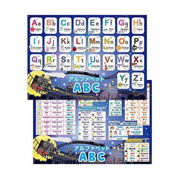 他サイト： お風呂の学校 アルファベット表 お風呂ポスター 2枚セット 日本製 銀河鉄道デザイン ABC表 お受験 知育 英語 学習 B3サイズ 防水の商品画像