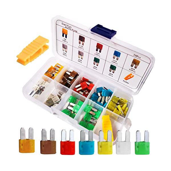 他サイト： DanYun 70個 Micro2 ブレードヒューズ 車ブレードヒューズ 5A 7.5A 10A 15A 20A 25A 30A 各10個 ヒュの商品画像