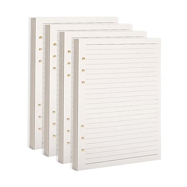 横罫/A5/-・Color:横罫Size:A5・4冊セットでお得パッケージ内容：4冊*45枚，合わせて180枚。経済的な360ページ　持ち歩いてちょっとしたメモに最適。・6穴 A5 サイズ サイズ：A5（W142×H210mm） 便利、持ち...