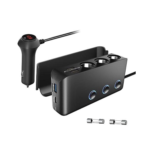 ・ QC3.0+PD65W ・・Size:QC3.0+PD65W・3連シガーソケット (最大出力180W) シガーソケットを増設できる3連シガーソケットを搭載。最大合計180W出力で、３つの増設ソケットからドライブレコーダー、FMトランスミ...