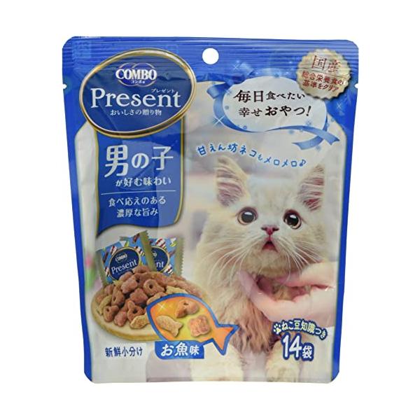 他サイト： コンボ 猫用おやつ プレゼント キャット おやつ 男の子 かりかりドライ 国産 小分包装 お魚味 ブルー 42g×3個(まとめ買い)の商品画像