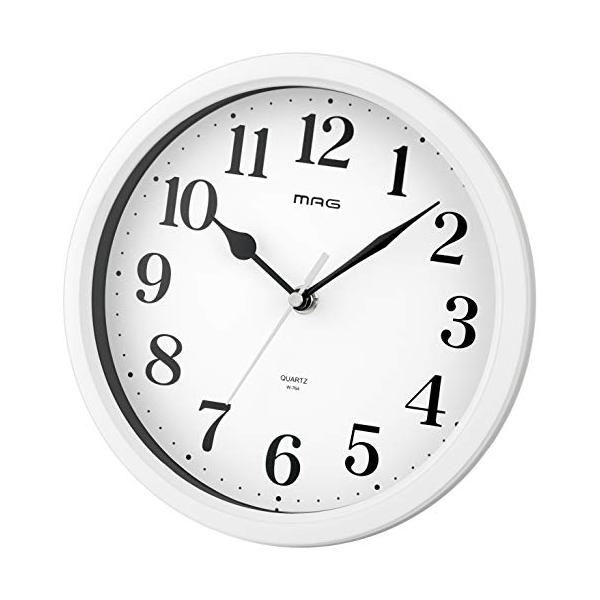 他サイト： MAG(マグ) 小さな掛け時計 置き時計 直径20cm 壁掛け時計 アナログ メイ 小型 静音 連続秒針 置き掛け兼用 ホワイト W-764WH-の商品画像