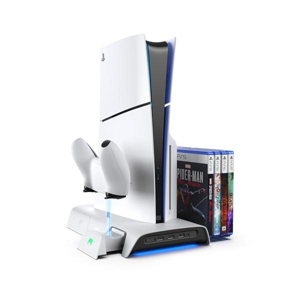 PS5用 スタンド 縦置き RGB 充電スタンド KIWI PS5用冷却 KIWI design D3 PS5 SLIM用 冷却スタンド 縦置きステーション磁気式