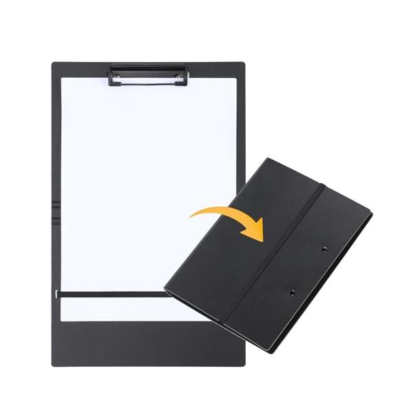ブラック/-/FTB-Foldable2ClipboardA4-BK-Two-EU・クリップボードが折りたためる！FRETONBAクリップボードは折りたたみ設計で、自由に筆記サイズを選ぶことができ、広げるとA4サイズ、折りたたむとA5サイズ...