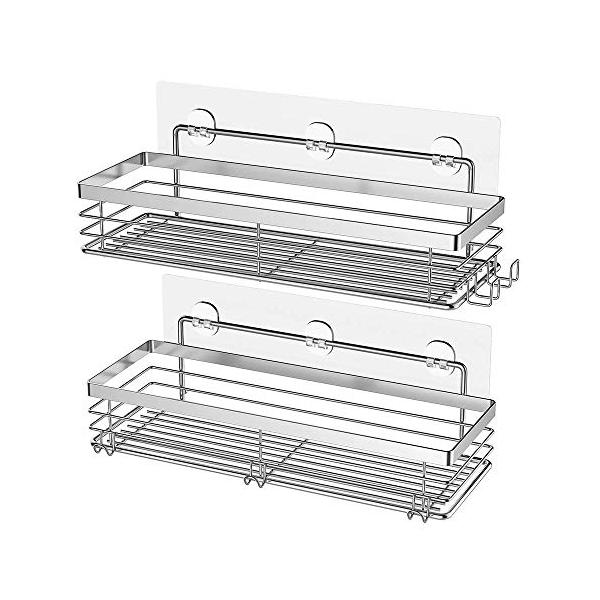 他サイト： Orimade 浴室用ラック 強力粘着固定 お風呂の壁に ステンレス シャワーラック 風呂場洗面所収納壁掛け棚 2段式の商品画像