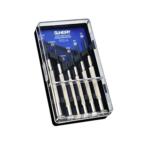 他サイト： サンドリー(SUNDRY) 精密ドライバーセット 6本組(+00/+0/+1/-1.4/-2.4/-3.0mm) 収納ケース付 小型 小さい ネの商品画像