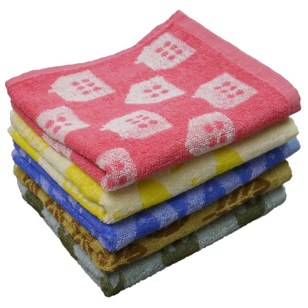 他サイト： Kosugizen フェイスタオル まいにち北欧ライフ 5色(5柄)各1枚入 34×80cm 人気の北欧風モチーフ 乾きやすい薄手タイプ 5枚セッの商品画像