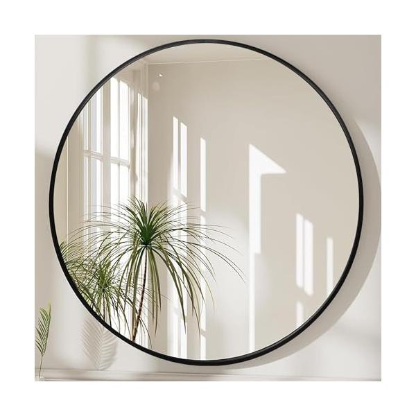 壁掛けブラック/50CM/-・Color:ブラックSize:50CM・商品仕様丸型ミラー サイズ：直径50cm　フレーム厚み28mm。本体重量：3KG。ゴールド、シルバー、ブラック3色。・省スペース な壁掛けタイプスタンドのない壁に掛けるタ...