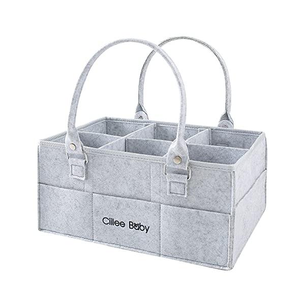 Ciilee Baby おむつストッカー オムツバッグ 大容量 取り外せハンドル オムツケース 折りたたみ ベビー 収納ボックス カゴ 車載旅行