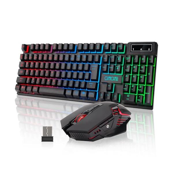 CHONCHOW ワイヤレスゲーミングキーボードマウスセット 108キー バック