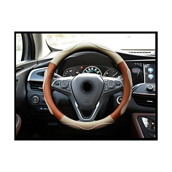 他サイト： ontto ハンドルカバー ステアイングカバー フィット スポーツ風 38cm Mサイズ 触感よく 滑り止め 汚れ防止 通気性いい マイクロファの商品画像