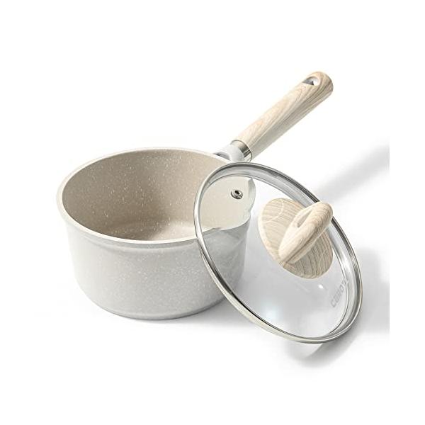 他サイト： CAROTE カローテ 片手鍋16cm 蓋付き IH対応 ミルクパン PFOA PFOS フリー マーブルコーティング くっつきにくく洗いやすいの商品画像