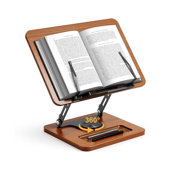 モダンダークウッド/-/OP-2RS・360°調整なベース：ベースは360°回転で、高さと角度を自由に調節でき、理想的な読書視角を提供します。スプリング式クリップ設計で両手が自由になり、快適な読書姿勢を保つことが。長時間の読書もより楽ちんに...