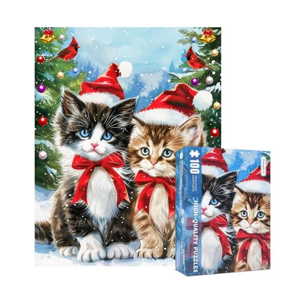 CHengQiSM 100ピース ジグソーパズル ラージピース ネコ