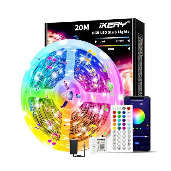 IKERY LEDテープライト 20M RGB 調光調色 ストリングライト 音楽同期
