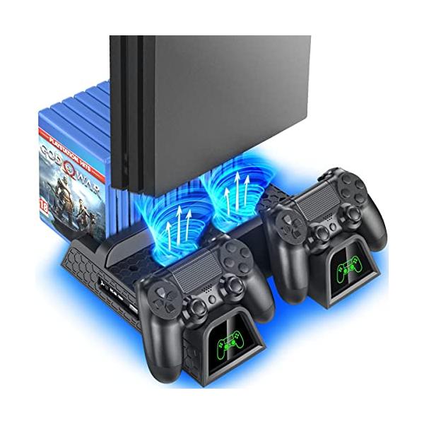 PS4スタンド PS4 PRO 縦置き 本体冷却 2台PS4コントローラー充電 OIVO