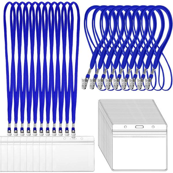 銀製ネームホルダーセット LEADINTOP ネームホルダー 30枚 名札ケース ネックストラップ 吊り下げ