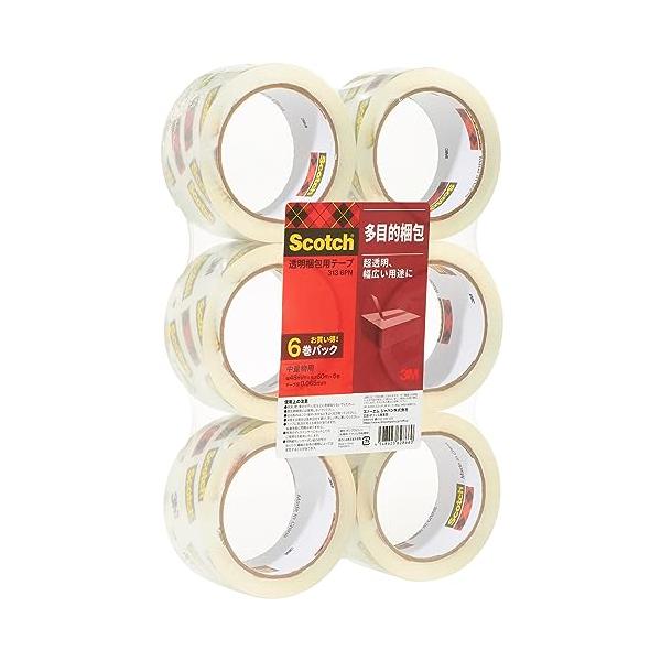 3M スコッチ ガムテープ 梱包テープ 中軽量用 48mm×50m 6巻パック 313