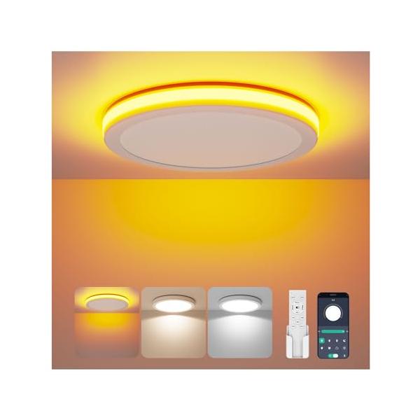 間接光常夜灯ナイトライト付き・a1.8畳 32w 間接照明 1個セット φ30cm 8畳 間接光常夜灯 白枠 HZX-XD-001・・Color:a1.8畳 32w 間接照明 1個セット・??省エネ・高輝度・薄型サイド発光○ledシーリング...