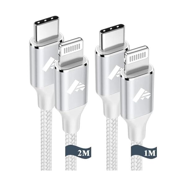 他サイト： ライトニングケーブル USB C 1+2m Aioneus タイプC ライトニングケーブル Type C 2本セット iPhone 充電ケーブルの商品画像
