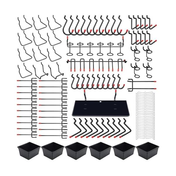 工業用ブラック/-/-・適合有孔ボード穴径5mm、穴ピッチ25mm、厚さ1mm〜2mm、フック直径3.3mm。・パッケージ内容有孔ボード用のスチール製T型フック146個セットです。 6つのパーツ収納ボックスが含まれています。・材質 金属製、...