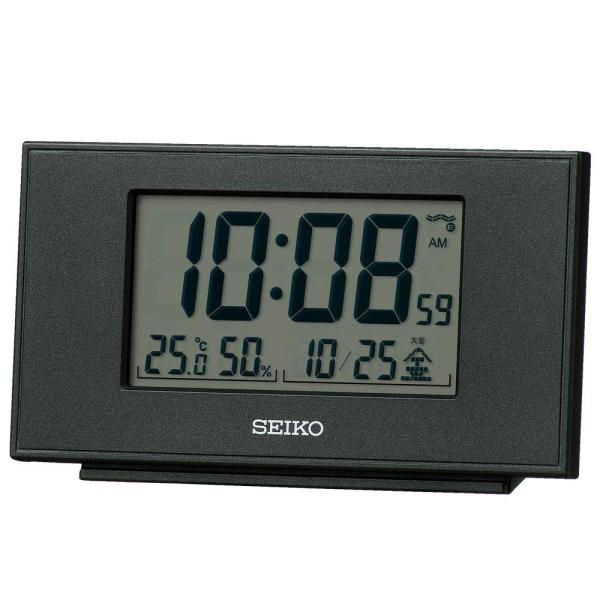 他サイト： セイコークロック(Seiko Clock) 置き時計 黒メタリック 本体サイズ:7.8×13.5×3.8cm 目覚まし時計 電波 デジタル カレの商品画像
