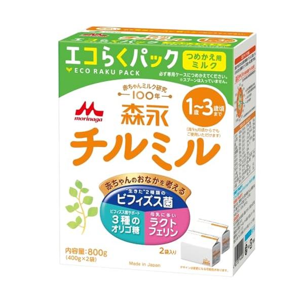 他サイト： 森永 フォローアップミルク チルミル エコらくパック つめかえ用 1600g(400g×2袋×2箱) [1歳頃~3歳頃(満9ヶ月頃からでもご使用の商品画像