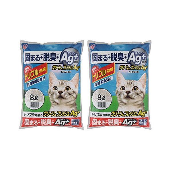 他サイト： アイリスオーヤマ(IRIS OHYAMA) 猫砂 クリーン&amp;フレッシュ Ag+ 8L×2袋 (まとめ買い)の商品画像