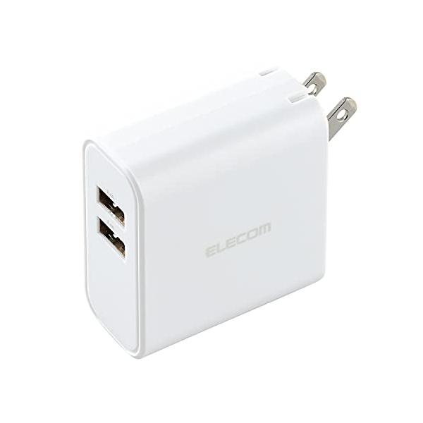 他サイト： エレコム 充電器 USB コンセント 合計24W 2ポート USB-A 折りたたみ式プラグ 2台同時充電 おまかせ充電対応  iPhone SEの商品画像