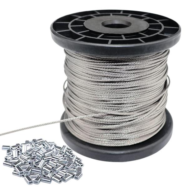 -/100m×1.5mm/-・Size:100m×1.5mm・パッケージ個数:1・商品仕様品名：ステンレスワイヤーロープ ワイヤー径：1.5mm 長さ：100ｍ 破断荷重：165kg 8文字型アルミスリーブ付き 100個入り・高品質の素材ス...