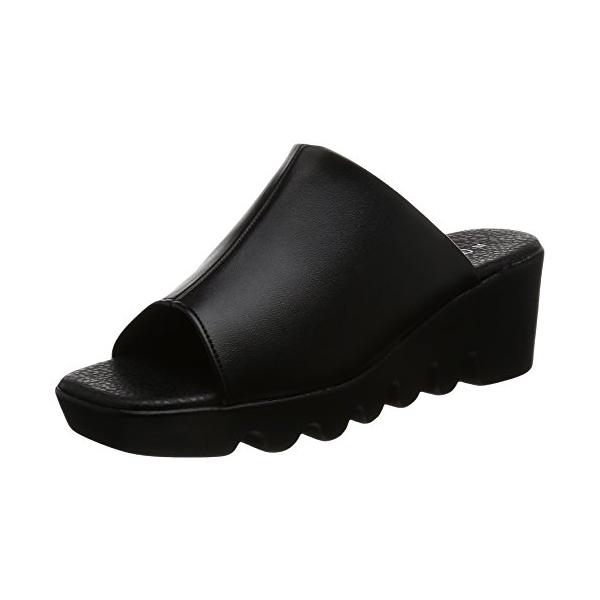 他サイト： [ルチアーノ バレンチノ] 日本製 6cmウエッジヒール 美脚オフィスサンダル 厚底 IM6451 レディース クロ 23.0~23.5 cmの商品画像