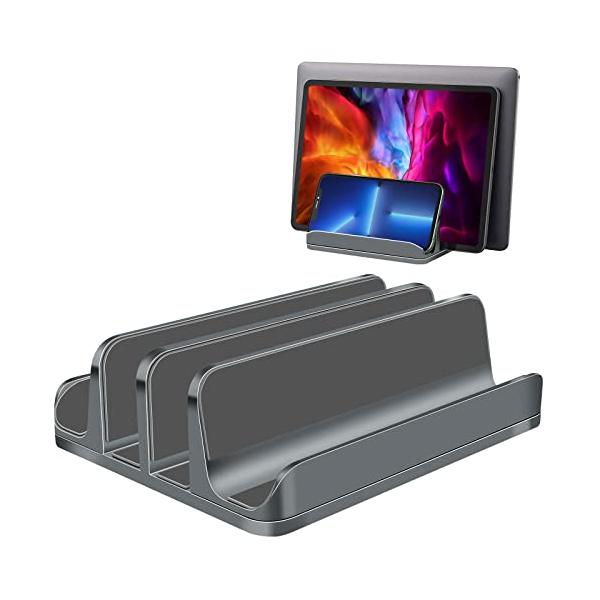 新型4in1 ノートパソコンスタンド 縦置き pcスタンド 4台収納 冷却