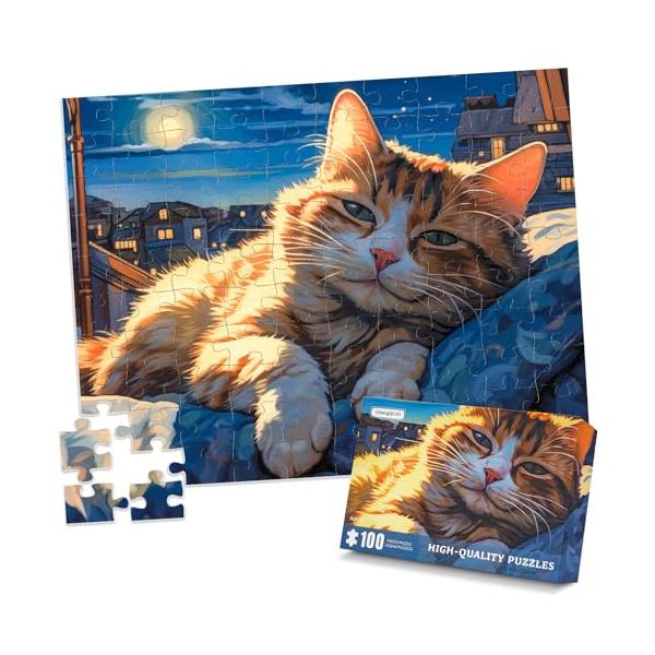 眠っている猫/-/-・Color:眠っている猫・ラージピースパズルについて仕上がりサイズ：45ｘ35cm；ピースサイズ：約4ｘ6cm。（ラージピース）パッケージについて：ピース100枚、1：1参考図一枚。・適度な難易度参考図が付いていて、見...