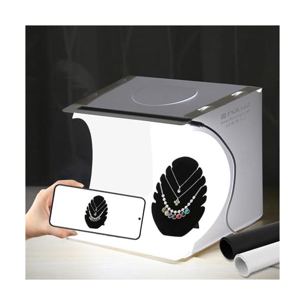 PULUZ ミニライトボックス 9インチ 写真テーブルトップライトボックス LED20個 ポータブルフォトスタジオ撮影テント 2種類のカラー背景
