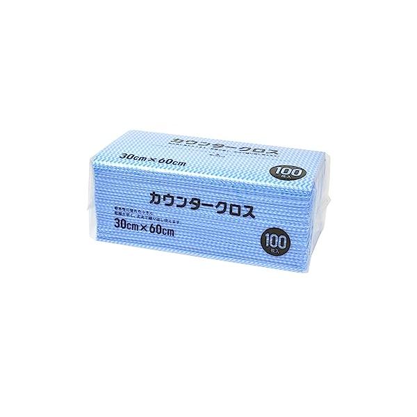 他サイト： 大和物産(Daiwa Bussan) カウンタークロス 100枚 ブルー 約60×30cm 使い捨て 不織布 ふきん テーブルダスター 業務用の商品画像