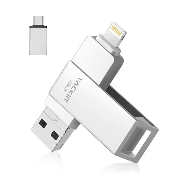 Vackiit MFi認証取得iPhone用USBメモリー 256GB USBフラッシュドライブ 高速USB 3.0 フラッシュメモリー スマホ