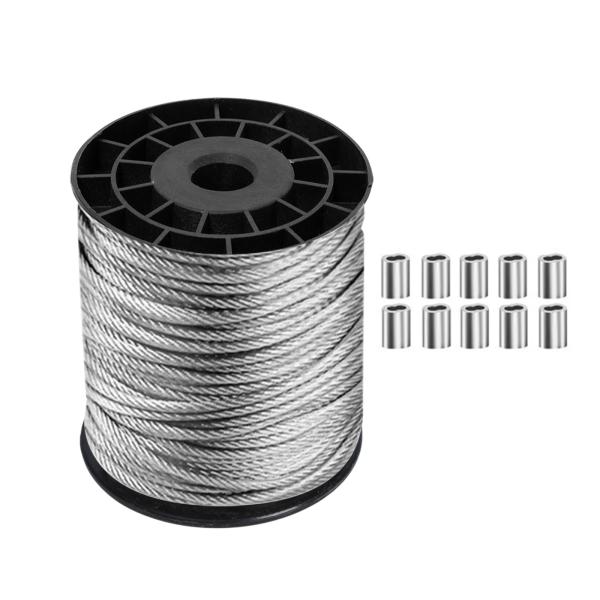 高品質ワイヤーロープ：このワイヤロープは高品質ステンレス304材料で作られ、耐久性と長期的な使用寿命を確保している。屋外環境でも室内場所でも、このワイヤロープは優れた耐摩耗性、防錆性、耐腐食性、耐熱性を発揮することができます。特に海水に使用...