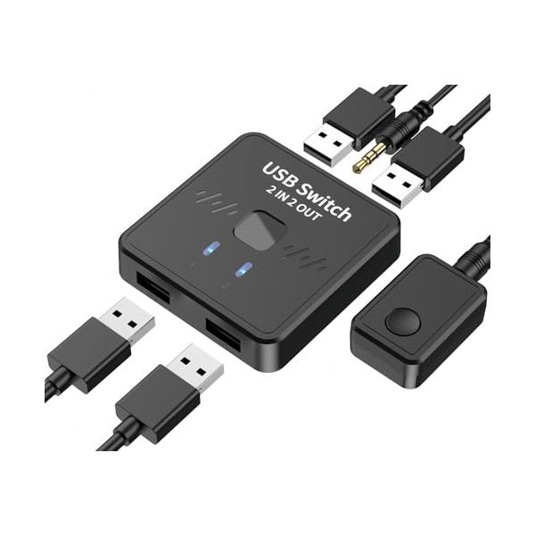 ブラック/2入力2出力 USB2.0 切替器/-・Size:2入力2出力 USB2.0 切替器Color:ブラック・USB2.0切替器 2入力2出力マウスやキーボード、USBメモリ、ドッキングステーションなど、2台のUSBデバイスを2台のパ...