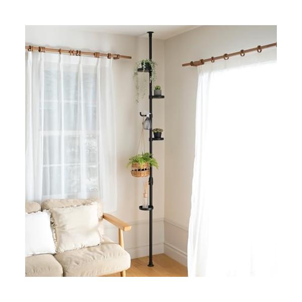 プランタースタンド(トレー増量)マットブラック/幅30×奥行30×高さ190-260cm/WJE-12RM(MBK)・Color:マットブラックStyle:プランタースタンド(トレー増量)・パッケージ個数:1・場所をとらずに空間を活用部屋の...