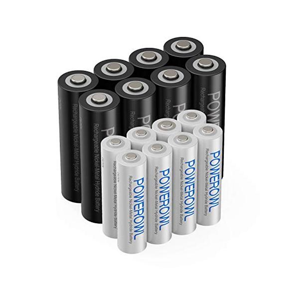 他サイト： POWEROWL単4単3形充電式ニッケル水素電池16個パック 自然放電抑制 環境保護(1000mAh+2800mAh、約1200回循環使用）の商品画像