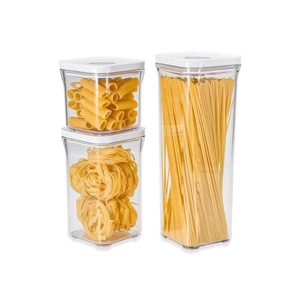 白い蓋。/ショート、ミディアム、トール/OT-B 3P SET・Model:OT-B 3P SET・パッケージ個数:1・セット内容: 真空容器x3・商品容量: 正方形容器 0.5Lx1 / 1.0Lx1 / 1.95Lx1・商品サイズ: (...