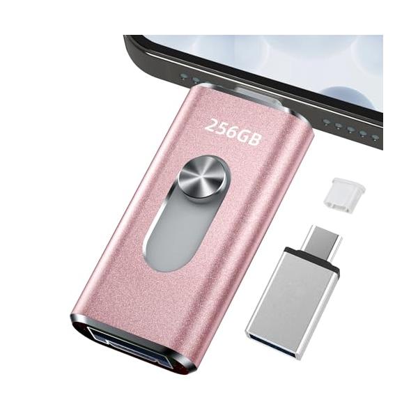 ピンク/256GB/-・Size:256GBColor:ピンク・プリ不要でPhone から直接 USB に写真・動画を移す  この Phone 対応 USB メモリは、専用アプリ不要でスマホのアルバムから動画・写真データを直接外付け USB...