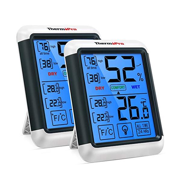 屋内用温湿度計 2個パックホワイト/-/-・Style:屋内用温湿度計 2個パック・パッケージ個数:2・現在温湿度/過去の最高・最低温湿度表示温度計と湿度計を 2 in 1 にして、大きな画面に温度と湿度を同時に表示してくれるデジタル温度湿...