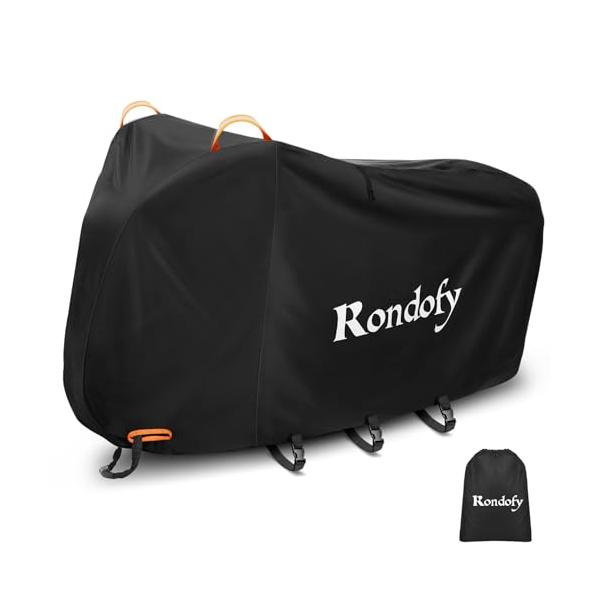 ・ブラック XL Rondofy-1・破れにくい超厚手生地 420D高密度のオックス生地で精密な2本針二重環縫ミシンを採用して、よりも厚くて丈夫で、破れにくい、耐久性に優れています。・高い撥水効果＆紫外線カット自転車カバーは、特殊な防水処理...