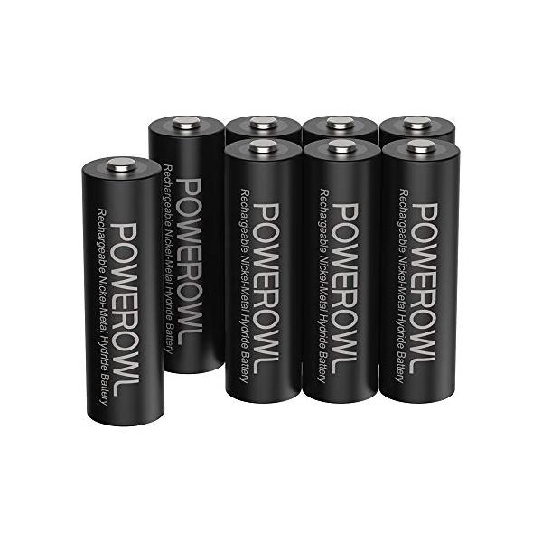 他サイト： POWEROWL 単3形充電式ニッケル水素電池8個セット 大容量 自然放電抑制 環境保護(2800mAh、約1200回循環使用)の商品画像