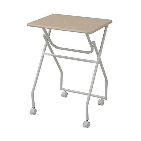 折りたたみミニテーブル・ナチュラルメイプル/アイボリー 幅50×奥行44×高さ71cm MST-5040(NM/IV)・・Color:ナチュラルメイプル/アイボリー・完成品(組立不要)・本体サイズ:幅50×奥行44×高さ71cm・重量:5k...