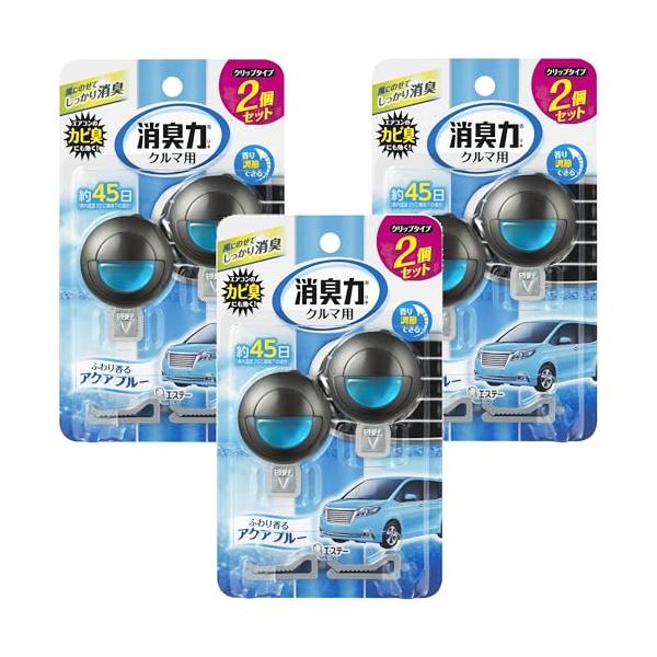 他サイト： 消臭力 クルマ [まとめ買い] 車用 クリップタイプ アクアブルー 3.2mL×6個セット(2個入×3) クルマの消臭力 車 クリップ 消臭剤の商品画像